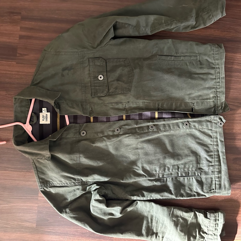 Flint and Tinder Waxed Trucker Jacket Flannel Lined S